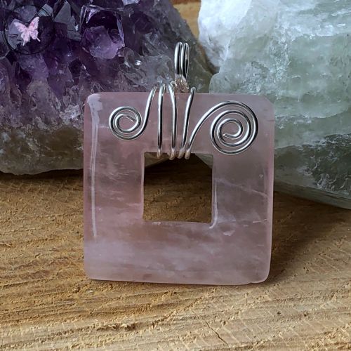 Rose Quartz Square Donut Pendant